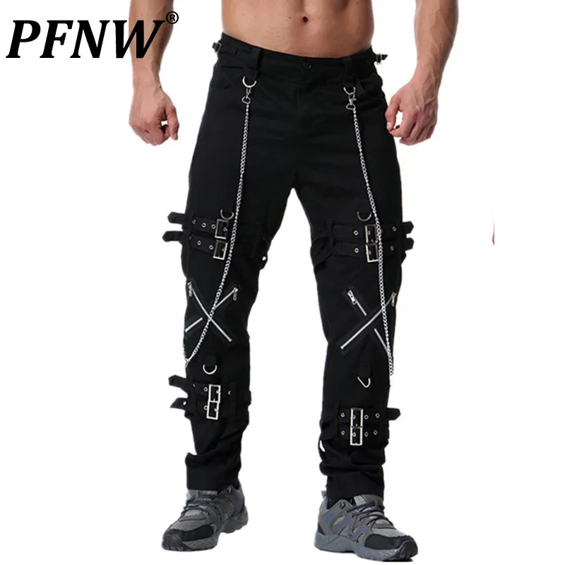 

PFNW Spring Summer Men's Darkwear Personalized Zippers Decoration Cargo Pants Solid Color Harakuju Sports Tide Trousers 12A5012