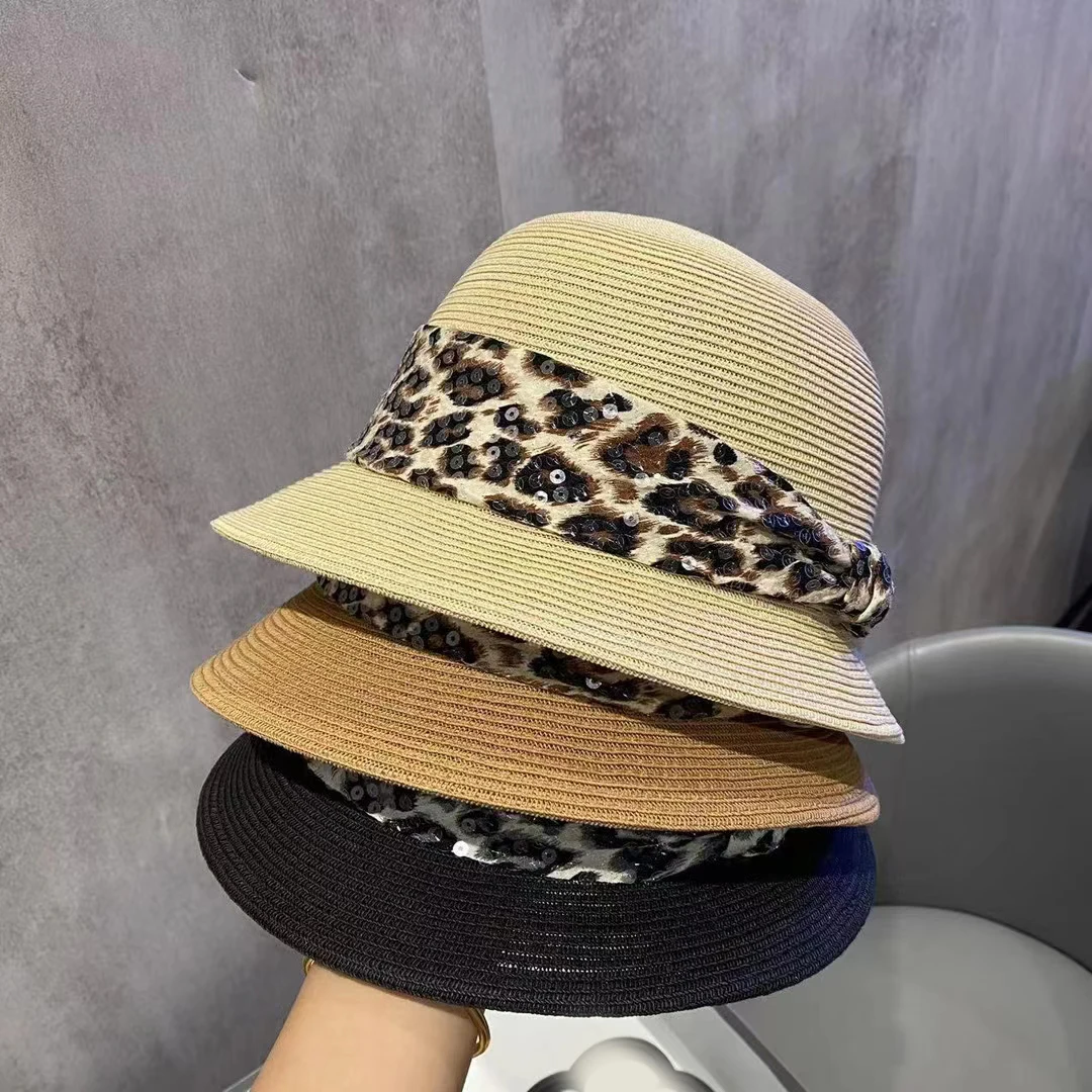 

Retro French Hepburn Straw Hat Bow Female Summer Seaside Big Brim Sun Protection Shade Travel Vacation Leisure Panama Beach Hat