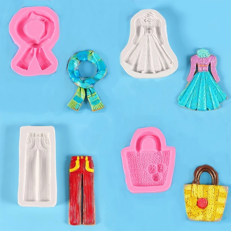 

DIY Jumper Cardigan Modelling Liquid Silicone Moulds Dress Striped Trousers Knitted Bag Chocolate Baking Tools Cake Decoration
