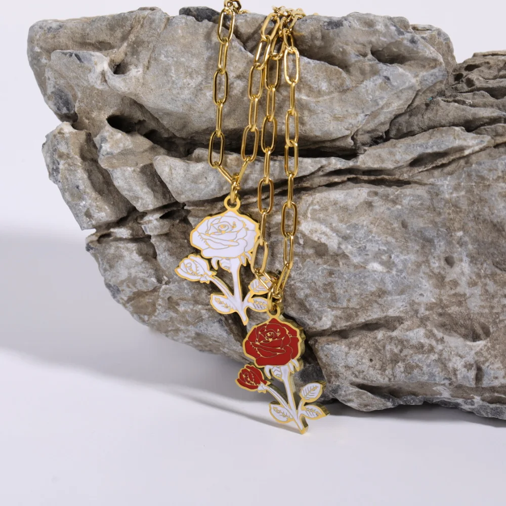 

Женское колье с подвеской в виде цветка, из нержавеющей стали