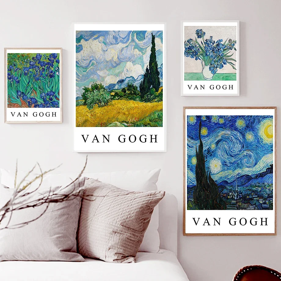 Винтажные постеры и принты Ван Гога с изображением подсолнуха фруктов пшеницы