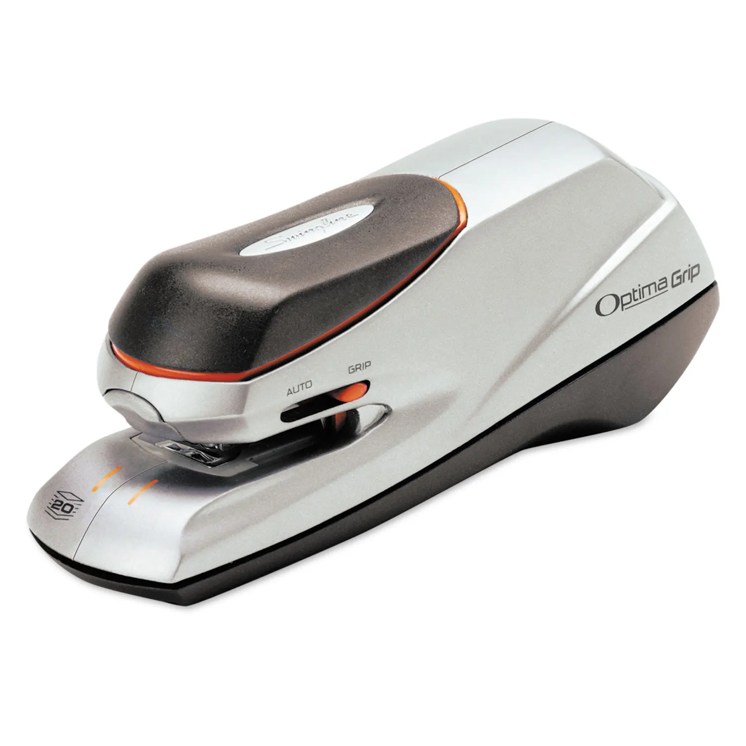 Brands Optima Grip  Stapler, 20-Sheet Capacity, Black/Silver