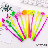 510pcs color random gifts colorful signature stationery ballpoint pen black ink soft silicone flowers gel pen