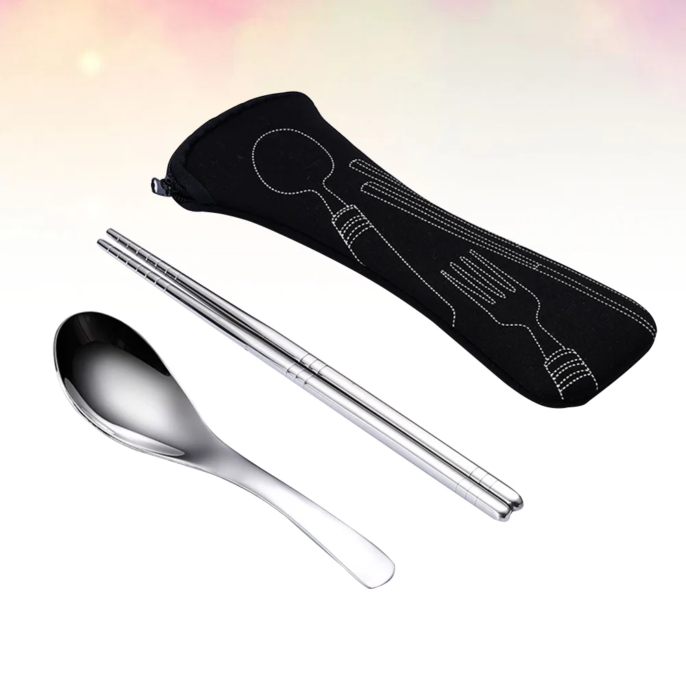 

Set Chopsticks Portable Tableware Steel Spoon Stainless Utensils Eating Flatware Kitchen Korean Spoons Chopstick Kit Dinner