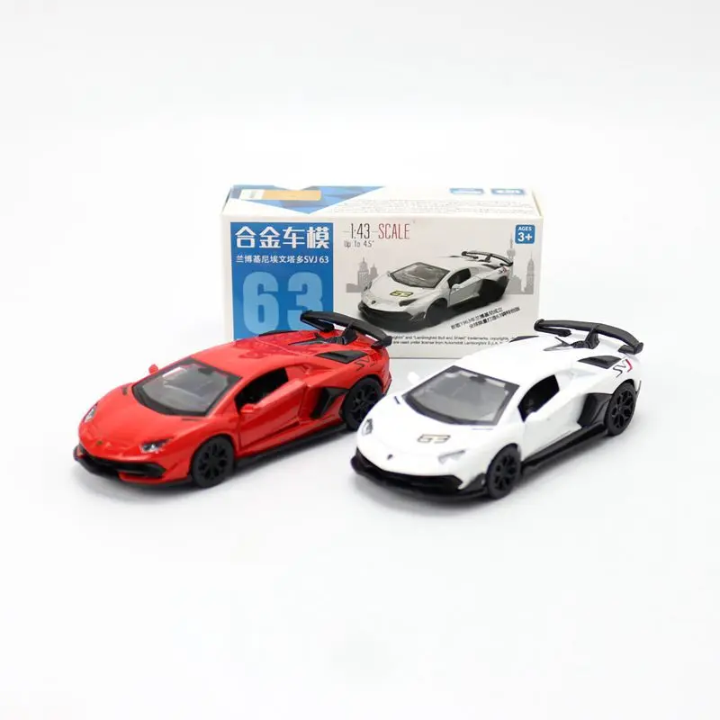 

1:43 Lamborghini Aventado SVJ63 High Simulation Diecast Metal Alloy Model car Pull Back Can Open Door Collection Kids Toy Gifts