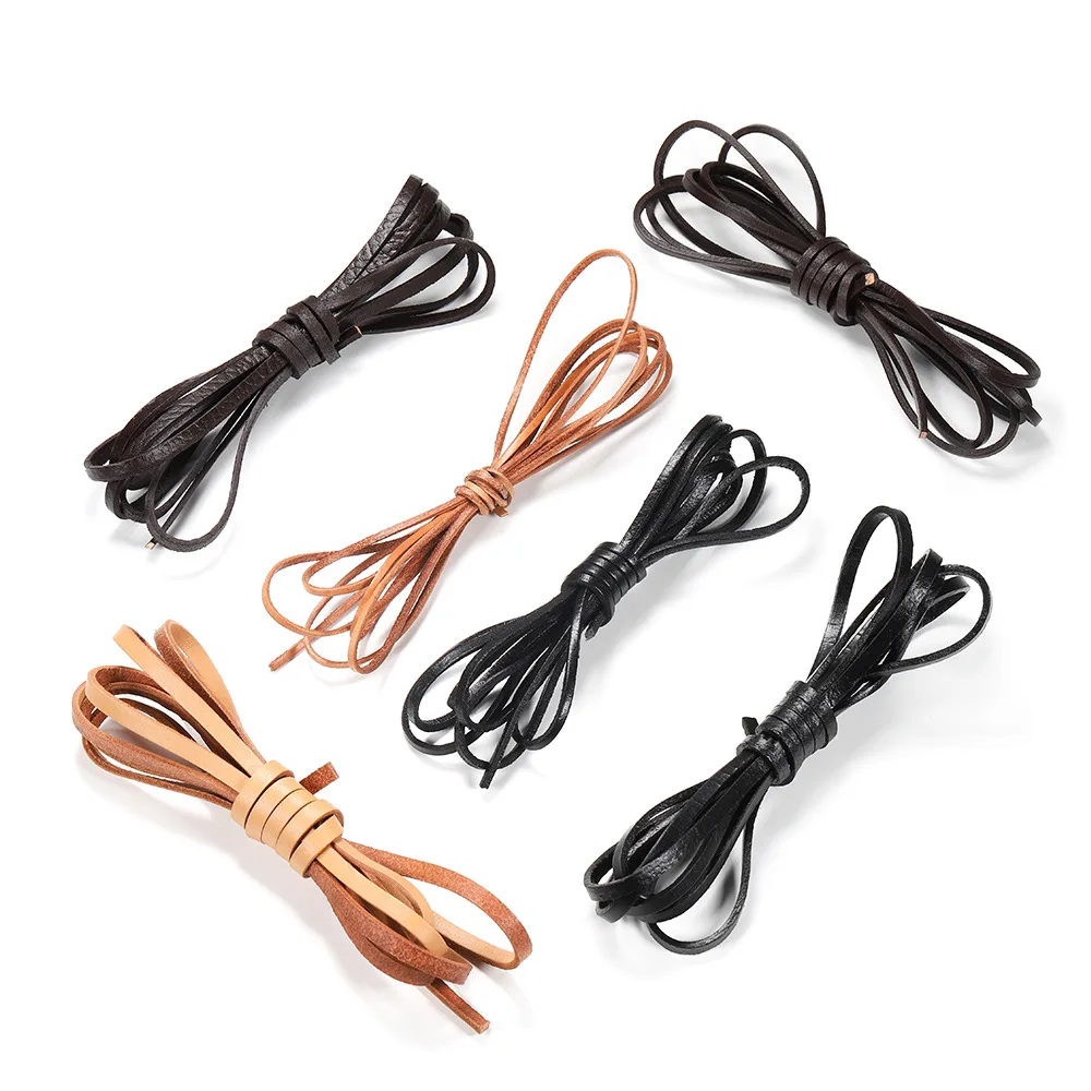 

2 Meters Retro High Quality Genuine Leather Cord 2-6mm Flat Strand Cow Leather Rope for Necklace Bracelets DIY Jewelry
