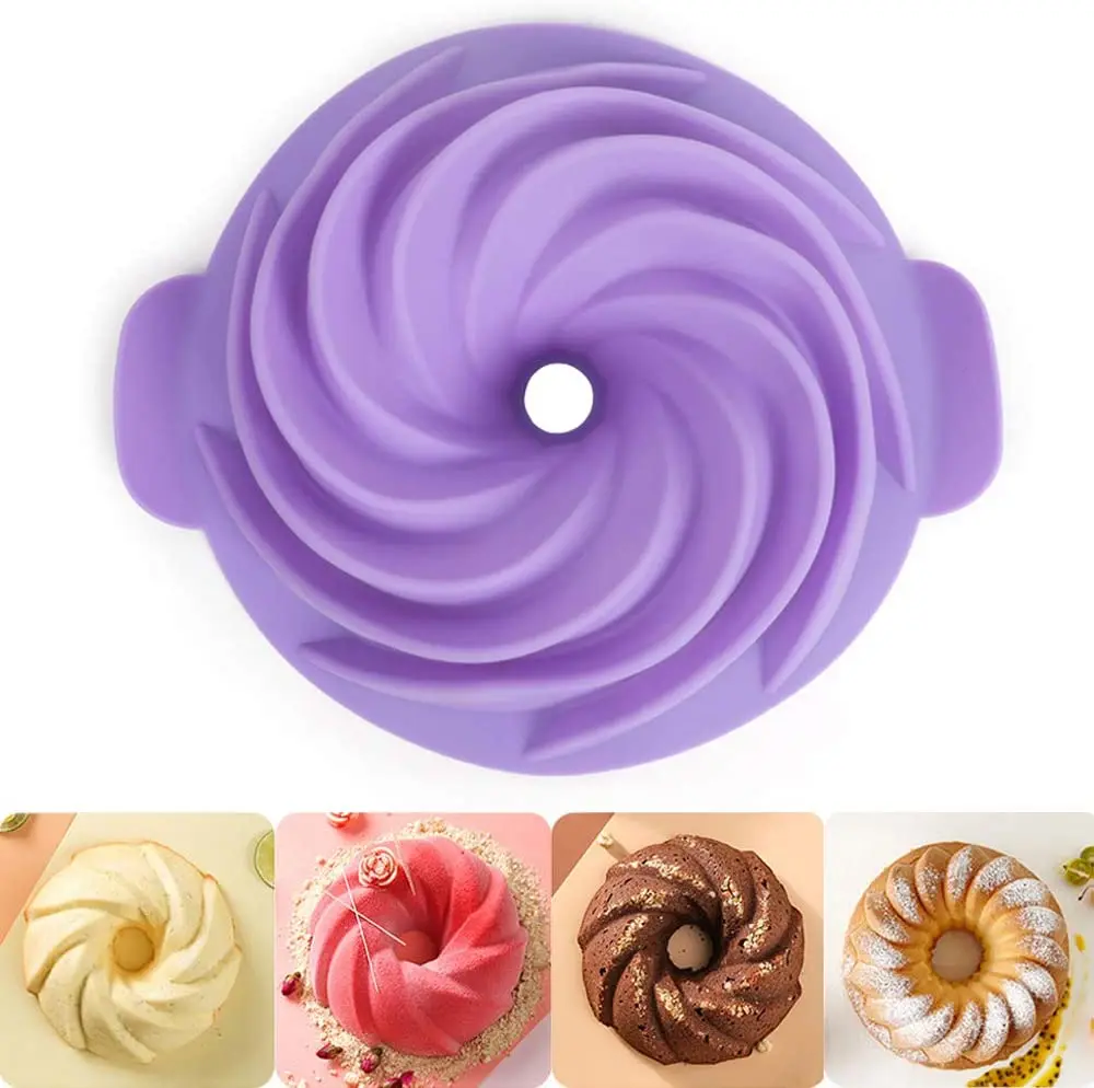 

silicone bundt cake pan nonstick fulted gelatin baking mold 9 inch purple