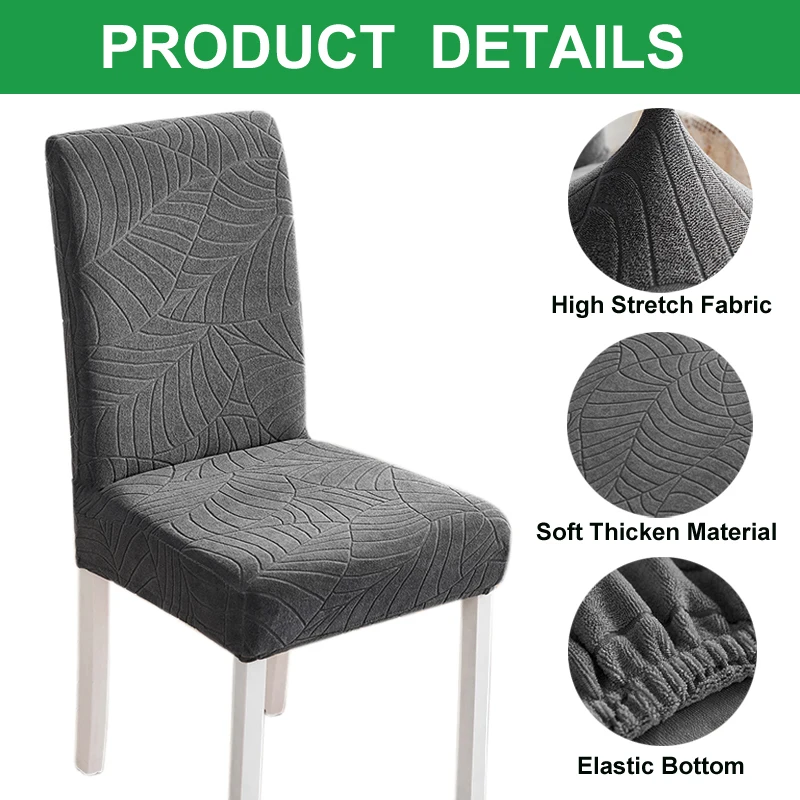 Solid Elastic Dining Chair Cover for Room Spandex Stretch Jacquard Wedding Kitchen |