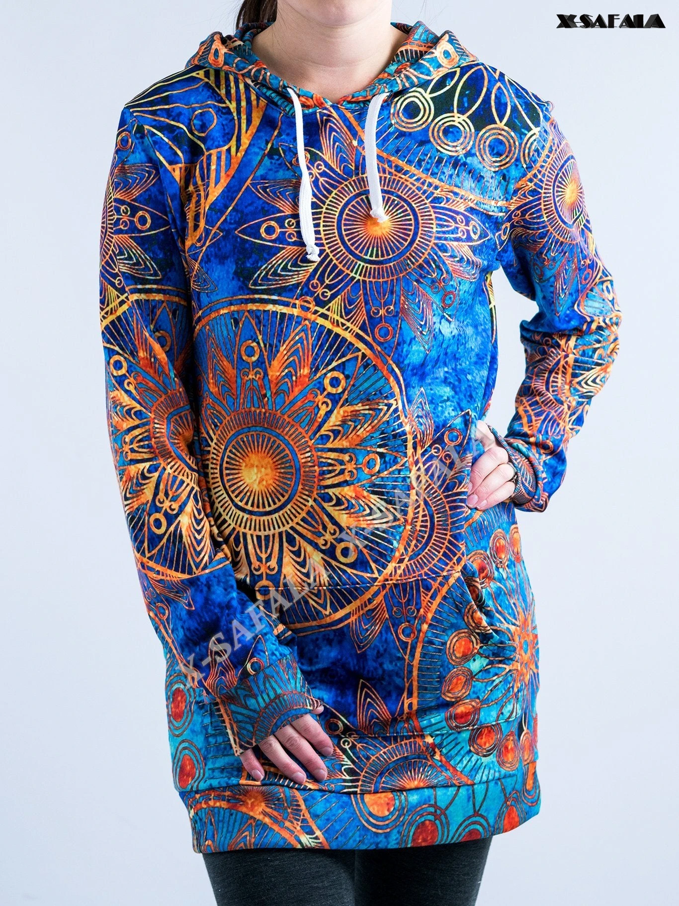 

PSY Art GOLD BOHO 3D Autumn Printed Slim Hoodies Dress Women Casual Wear Long Sleeve Hooded Sweatshirt Pullover