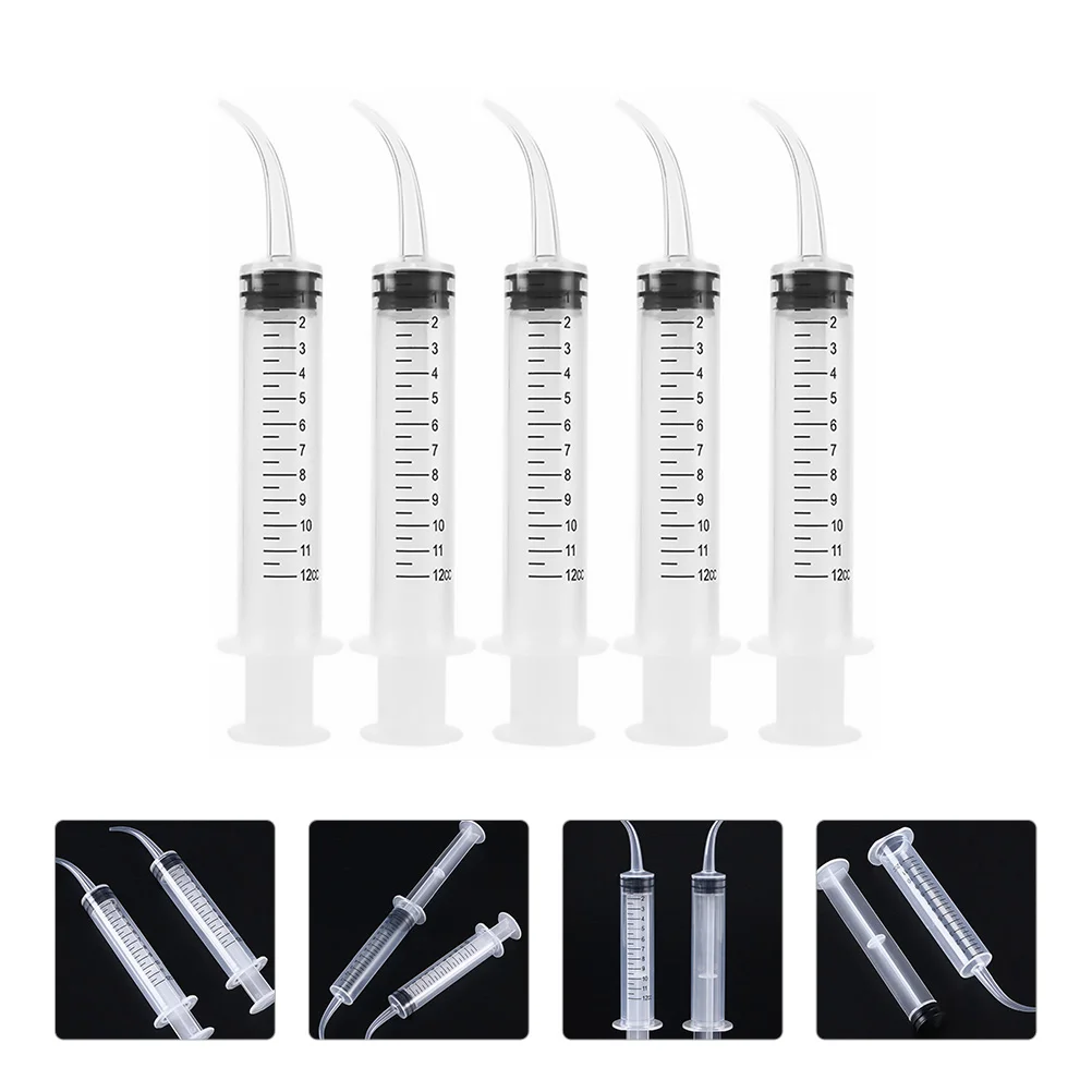 

5pcs Disposable Oral Irrigation Syringe with Curved Tips for Oral Care