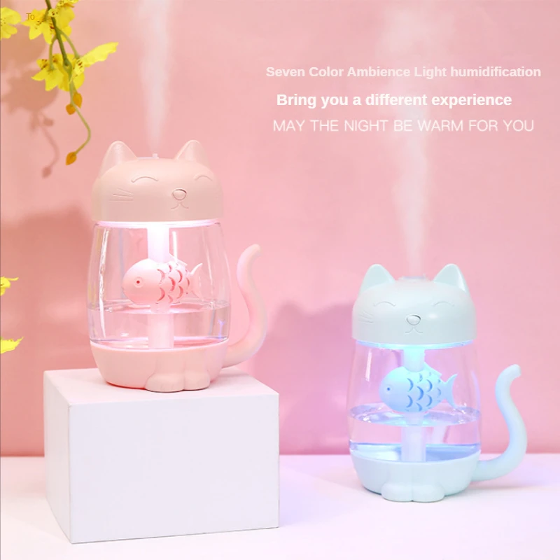 

Увлажнитель воздуха Cat 350 мл с цветсветодиодный светодиодной подсветкой, ультразвуковой, 3 в 1