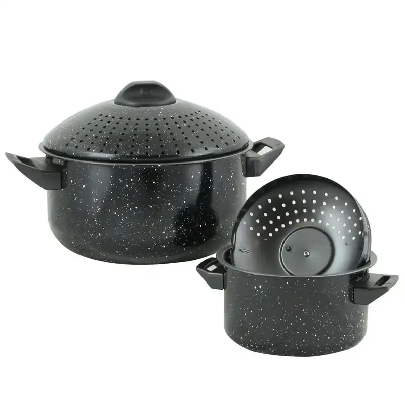

4 Piece Nonstick Pasta Pot Set In Black with Bakelite Handle/Knob