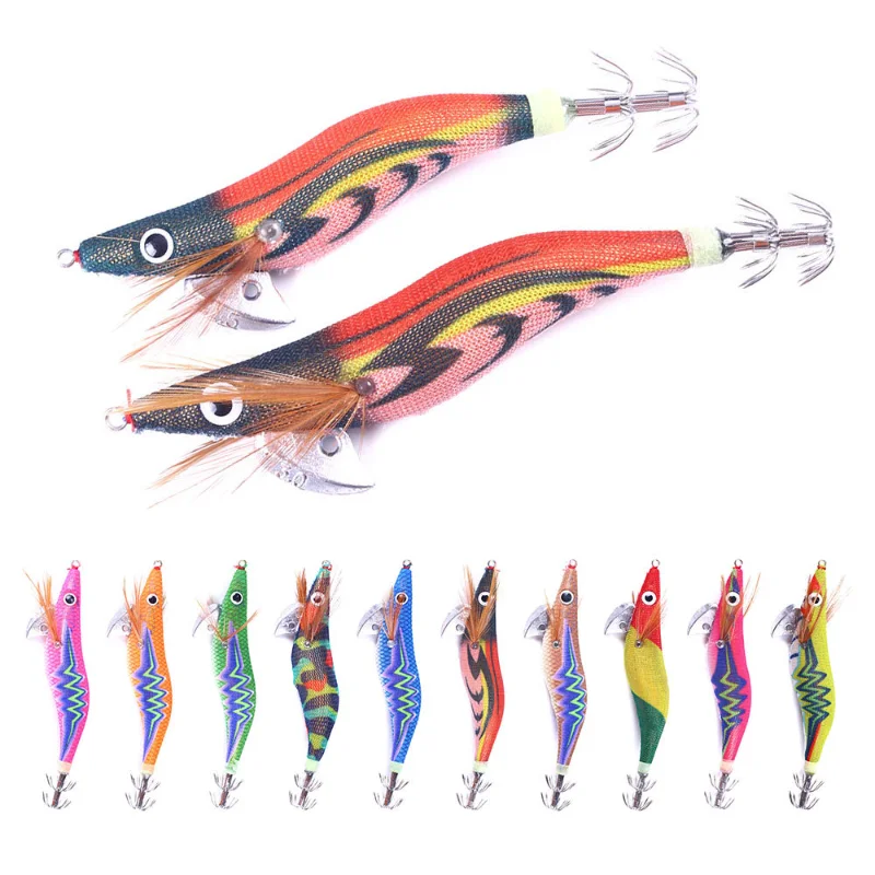 

1PCS Hard Fishing Bait Fishing Lure Lead Sinker Squid Jig Hook Wooden Shrimp Artificial Fishing Lures Octopus Cuttlefish Shrimp