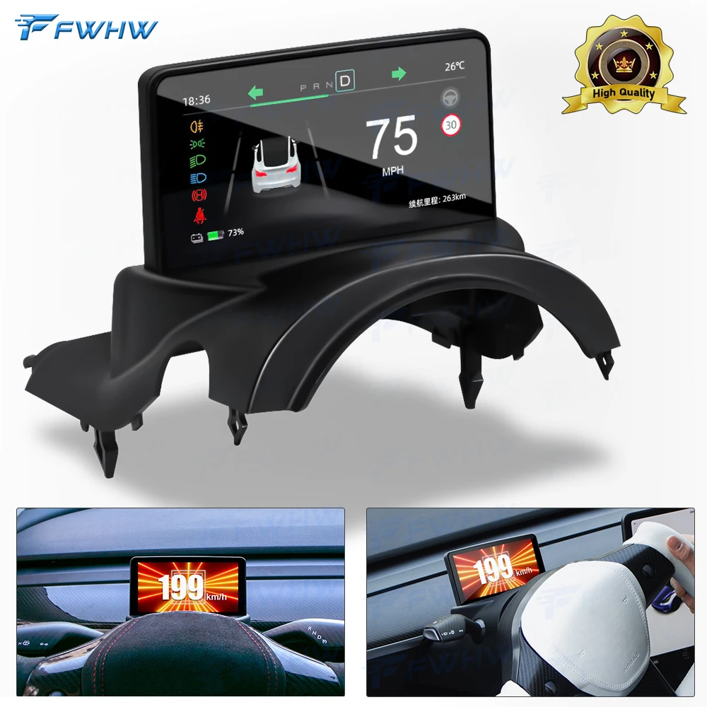 

For Tesla Model Y 3 Digital Dashboard Head Up Display 4.6'' 5.16" LCD Information Displayer for Tesla HUD Power Speed