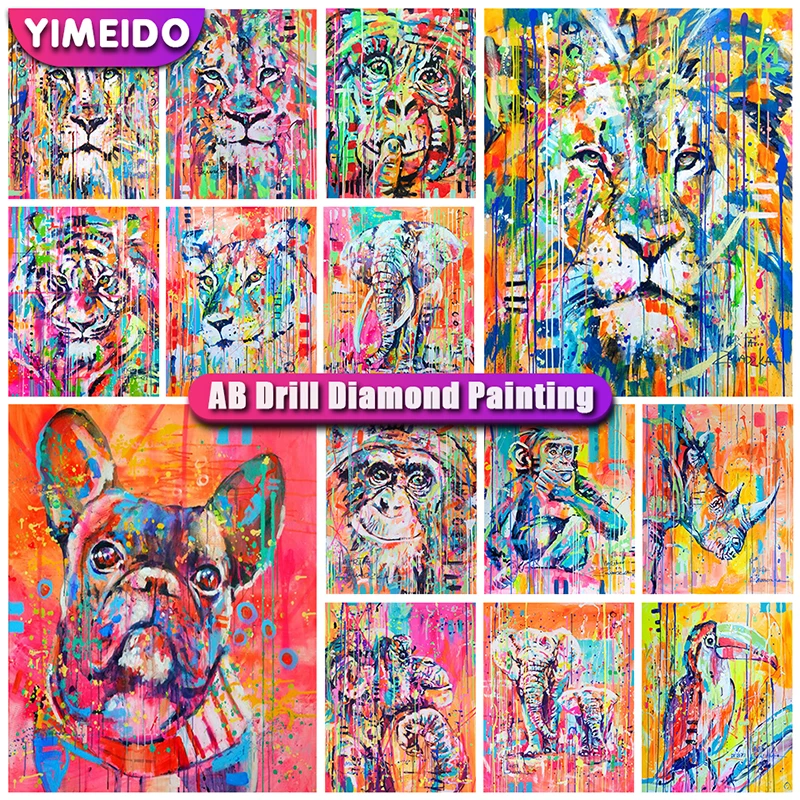

YIMEID AB Diamond Embroidery Elephant Lion zipper bag Diy Diamond Painting Animals colorful 5d Mosaic Picture Cross Stitch Kits