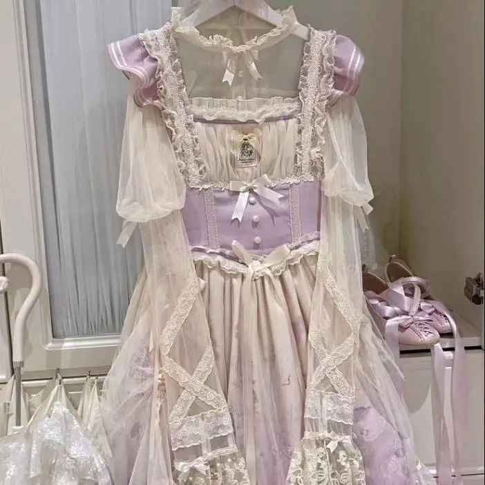 

Lolita Dress JSK Fairy Full Fall/Winter Dream Doll Bow Lace ruffled Kawaii Princess dress