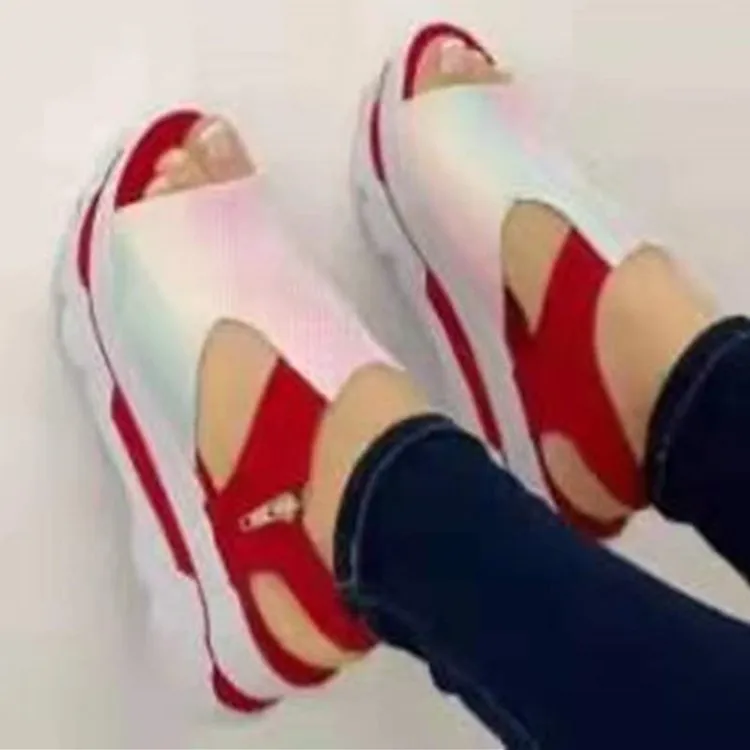 

Women Sandals Thick-soled Flying Woven Soft-soled Shoes Fish Mouth Casual Beach Shoes 2022 Summer New Ladies Sandal Plus Size 43