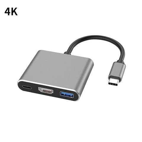 USB-концентратор Type-c на HDMI-совместимый разветвитель USB-C 3 в 1 4K HDMI-совместимый USB 3,0 PD умный адаптер для быстрой зарядки для MacBook