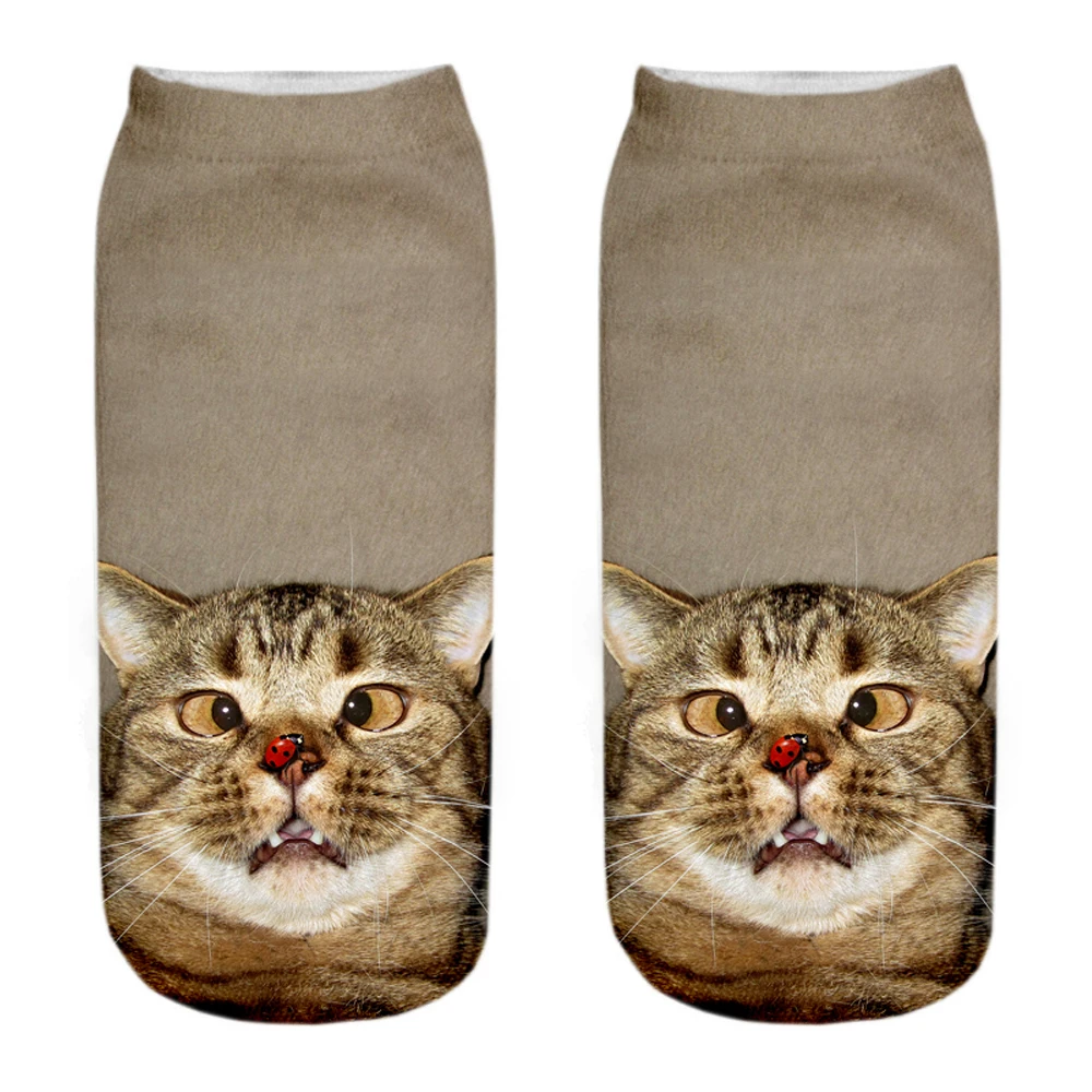 Забавные милые Мультяшные носки унисекс с 3D-принтом котенка Необычные Цветные