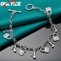 925 sterling silver high heels bag pendant bracelet ladies fashion glamour birthday party wedding engagement jewelry