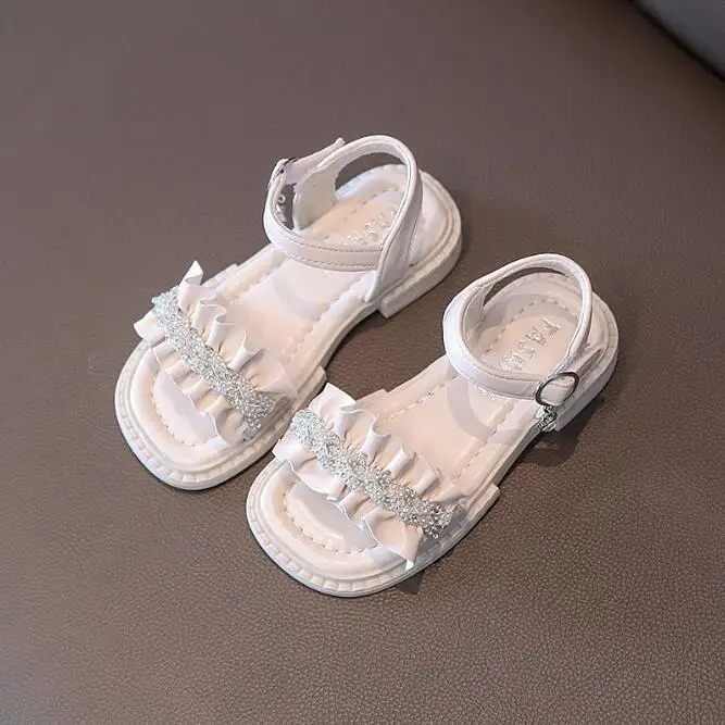 Сандалии для девочек 2022 Детские Модные летние новые туфли принцессы с блестками