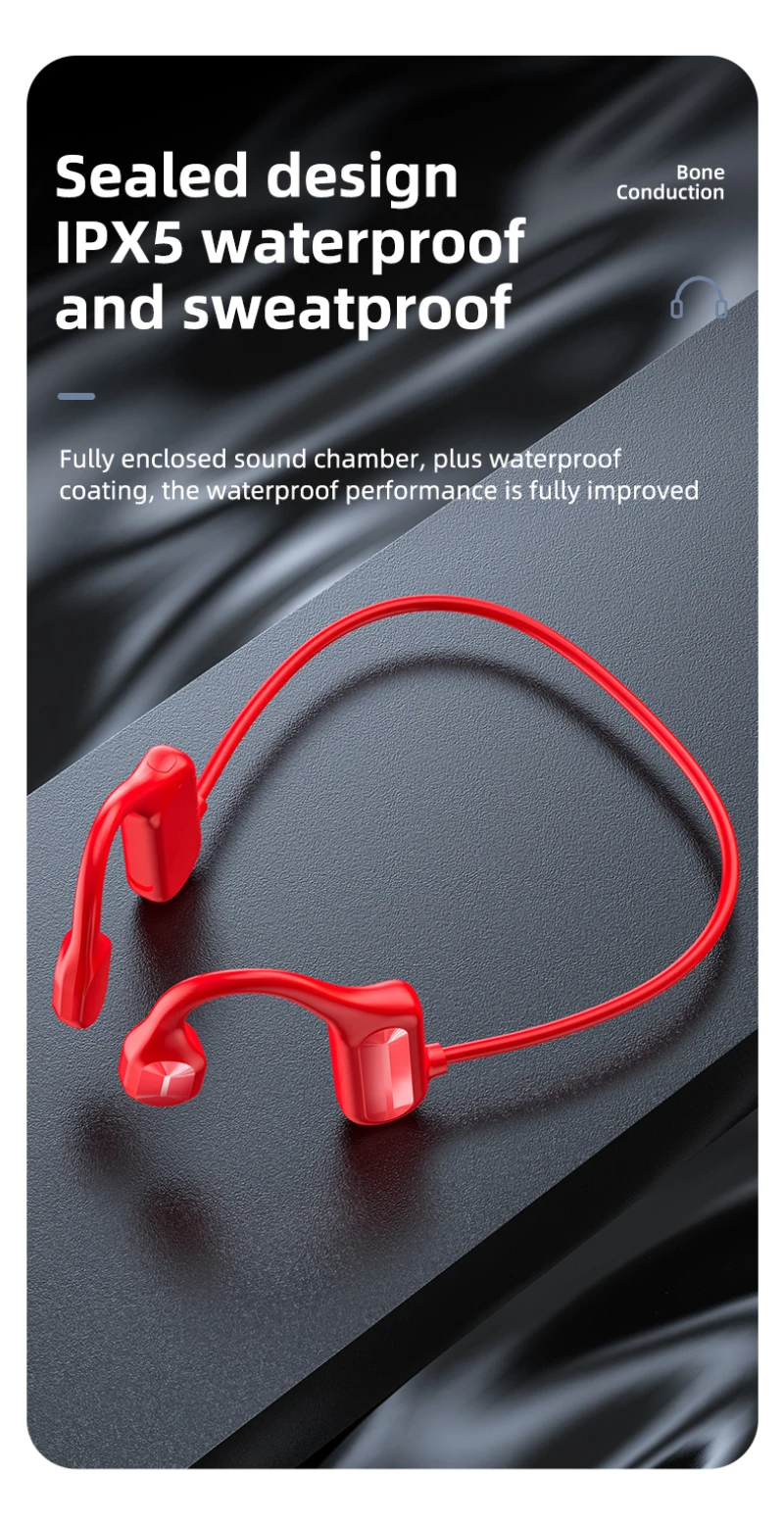 Bone Conduction Headphones Bluetooth Wireless Waterproof IPX Comfortable Wear Open Ear Hook Light Weight Sports Earphones 2022