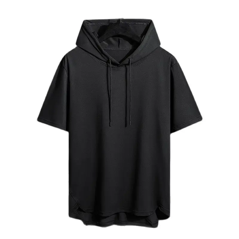 

Hooded T shirt Men Summer Korean Half Sleeve Pullover Top Soft Loose T-shirt Streetwear Sleeveless Tops Drawstring Men Clothing