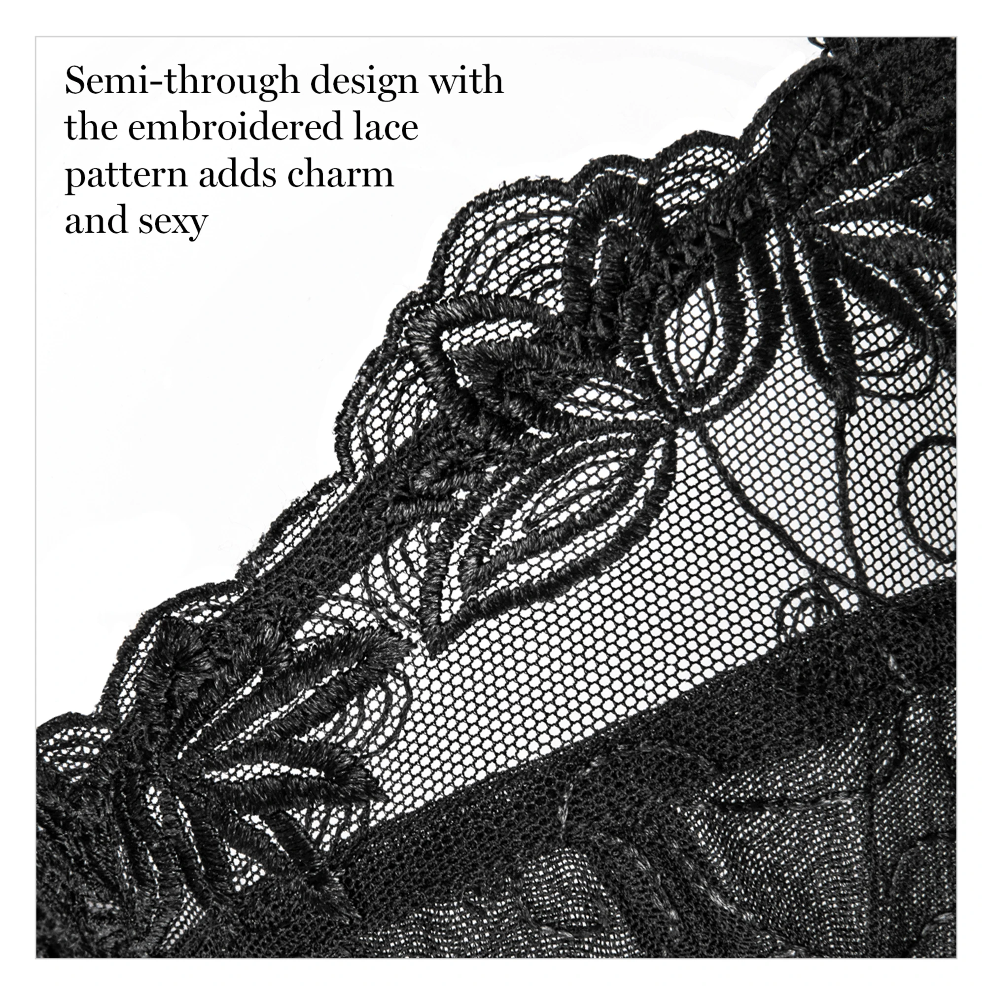 Women’s Sexy Lace Bra Plus Size Underwire Embroidered Unlined Bra Non Padded SEE Through Thin Semi Half Sheer