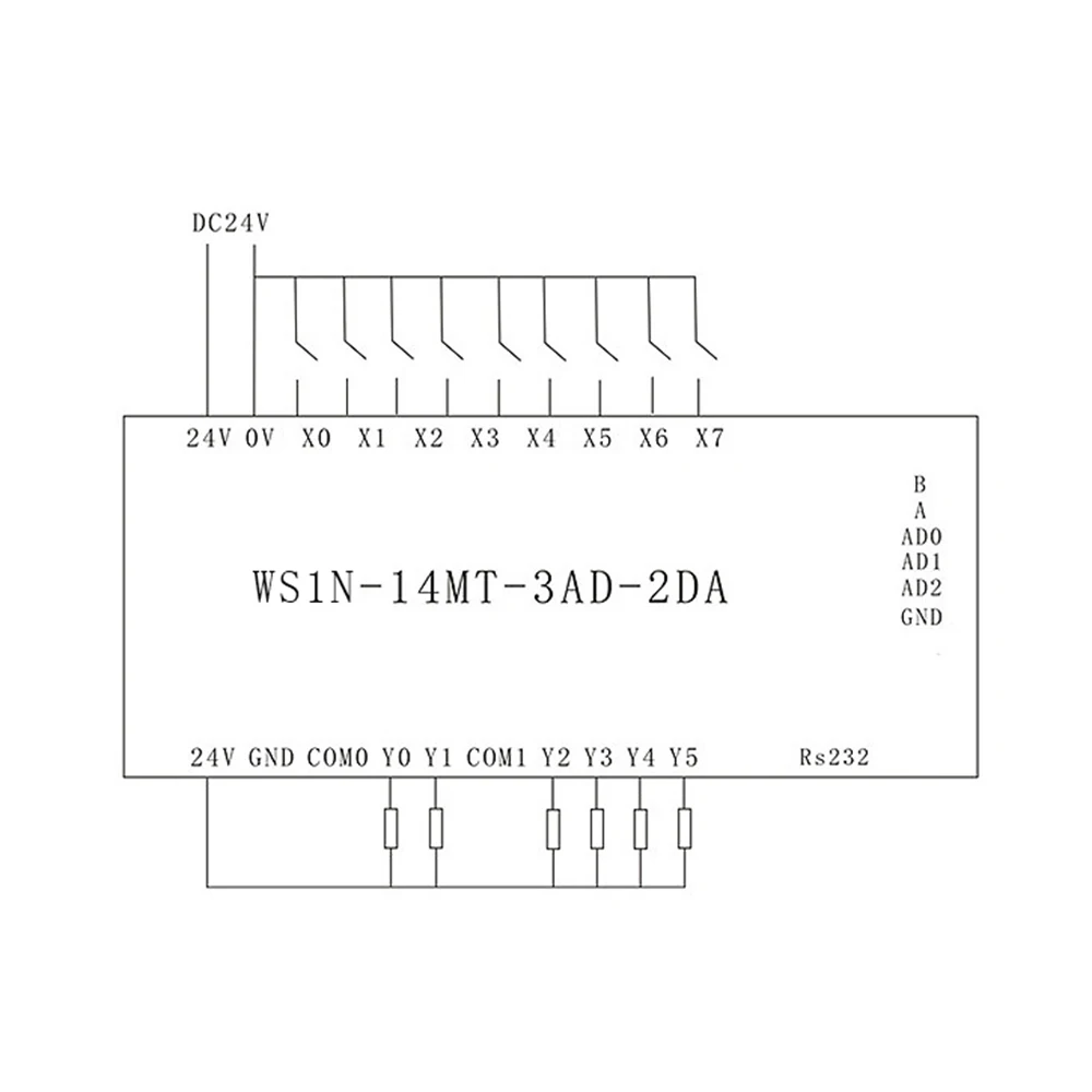FX1N-14MT 14MT DC24V плата силового транзистора 8 в 6 out аналоговый выход 2DA 0-10V Modbus включена