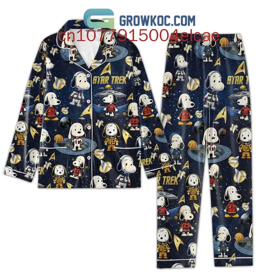 Cartoon Snoopy Christmas Pajama Set Disney Casual Men's and Women's Long Sleeve Shirt
