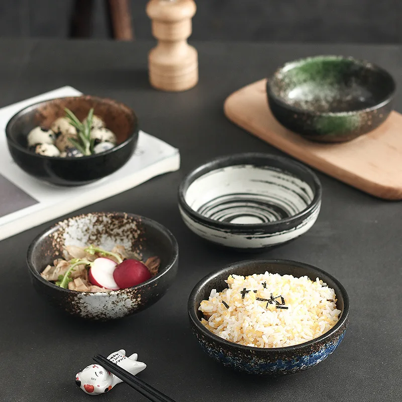 

Japanese ceramics household millet rice bowl dessert bowl restaurant commercial creativity Korean retro single bowl table