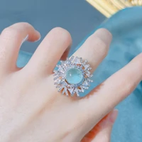 new trendy silver color rings for women wedding engagement sky blue moonstone snowflake ring 2022 trend luxury costume jewelry
