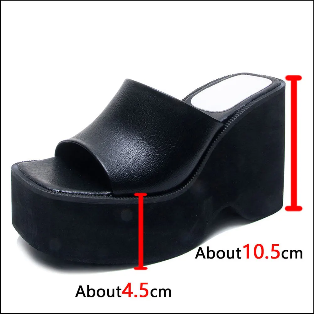 Women's 2023 Comfy Walk Height Increase Big Size Summer Black White High Heels Leisure Chic Platform Wedges Sandals Mules Shoes images - 6
