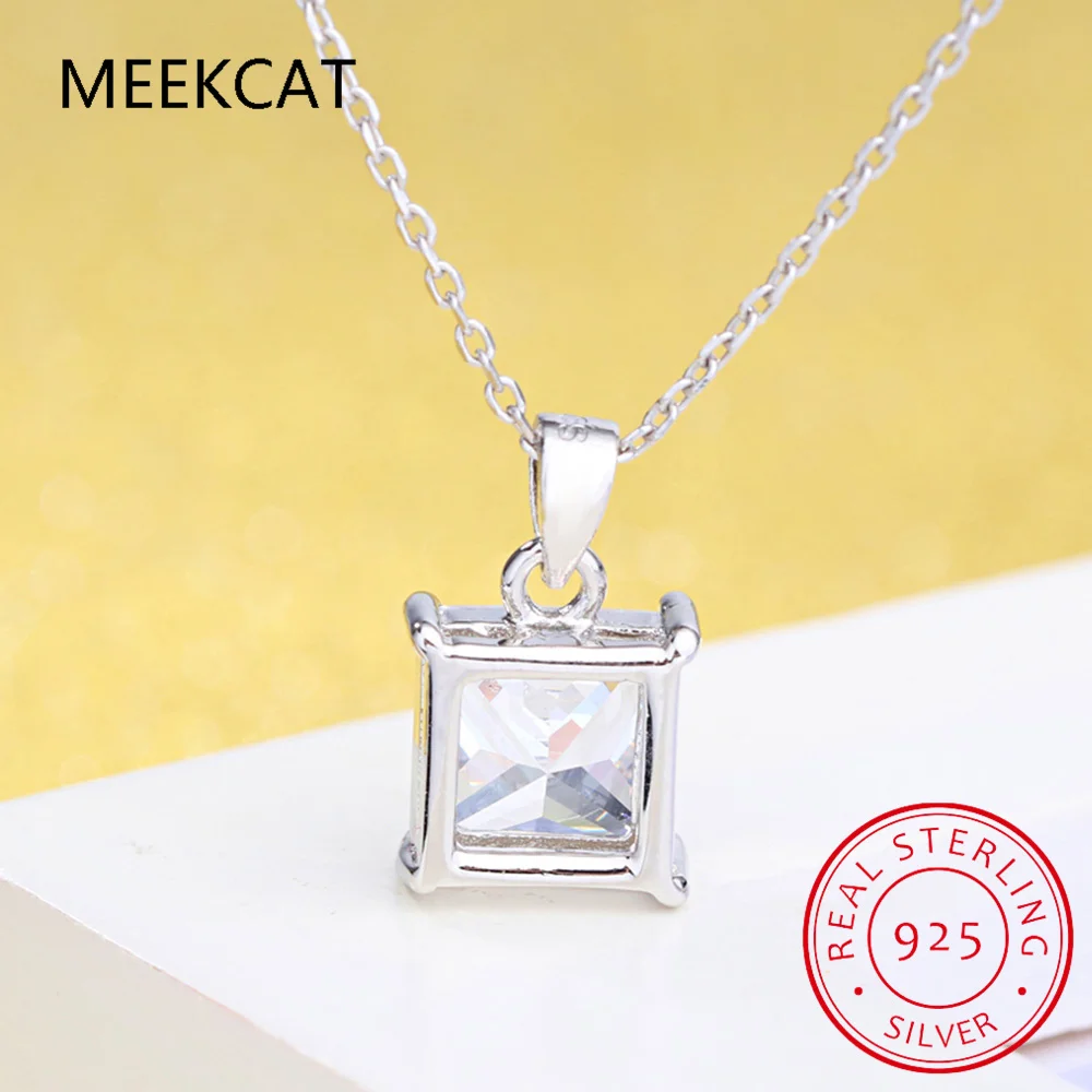 1 2 карата 9*9 мм кулон с муассанитом огранки принцессы для женщин ожерелье из