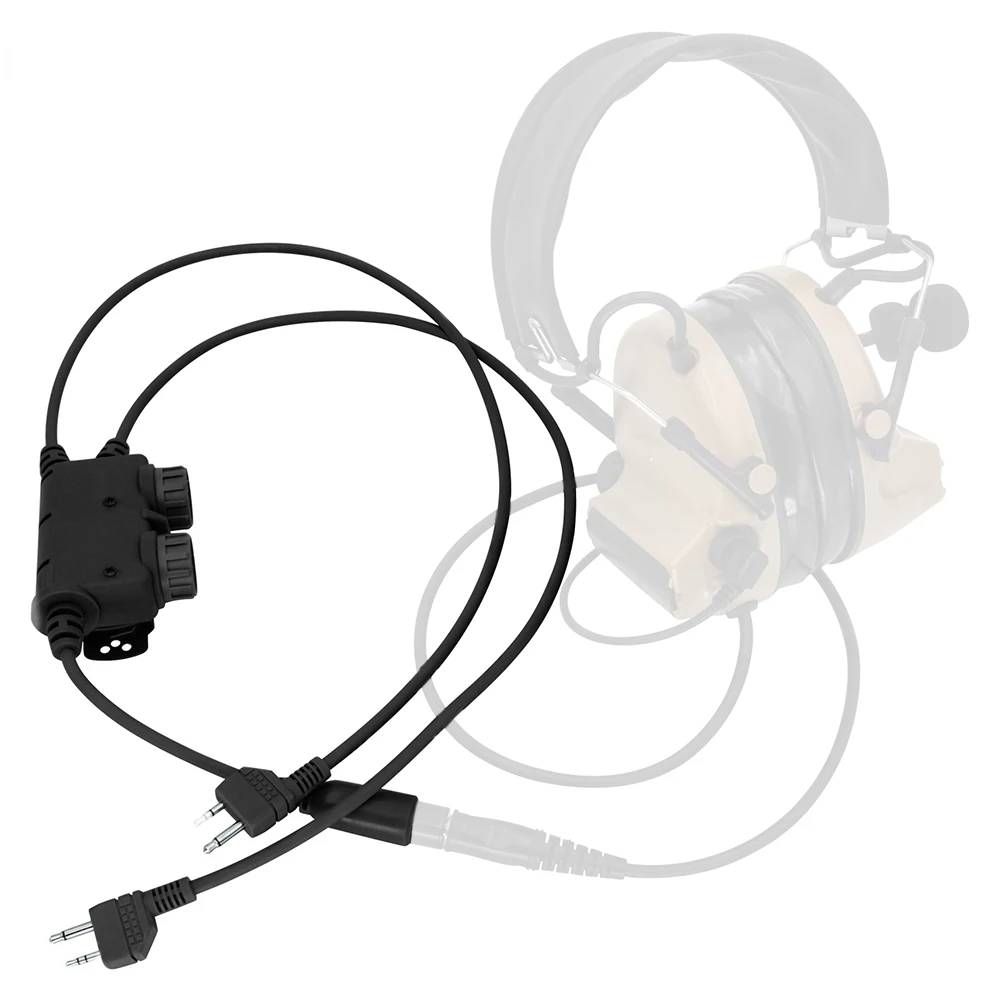 Military RAC Dual Channel MIDLAND PTT Adapter Compatible with PELTOR COMTAC MSA SORDIN Hunting Tactical Headphones