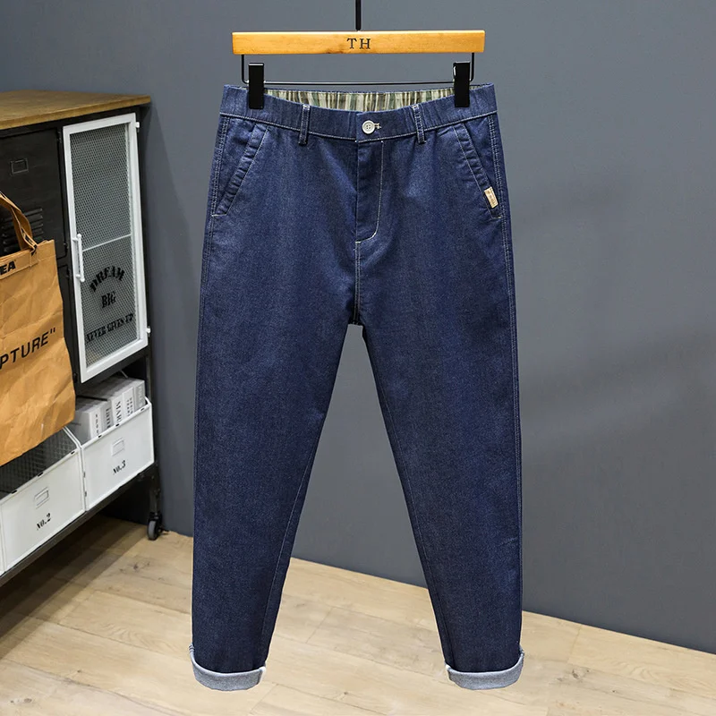 

size plus jeans men's plus size loose men's casual trousers trend is thin big size pants men's pants 7XL 6XL 5XL Blue Color