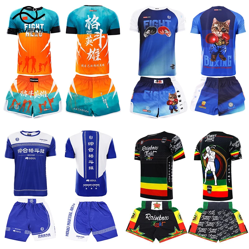 

Шорты Muay Thai для MMA Rashguard, Боксерский Тренировочный костюм для мужчин и женщин, тренировочная футболка для фитнеса и спортзала, боевых искусств