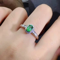 meibapj 46mm natural emerald gemstone simple ring for women real 925 sterling silver charm fine wedding jewelry