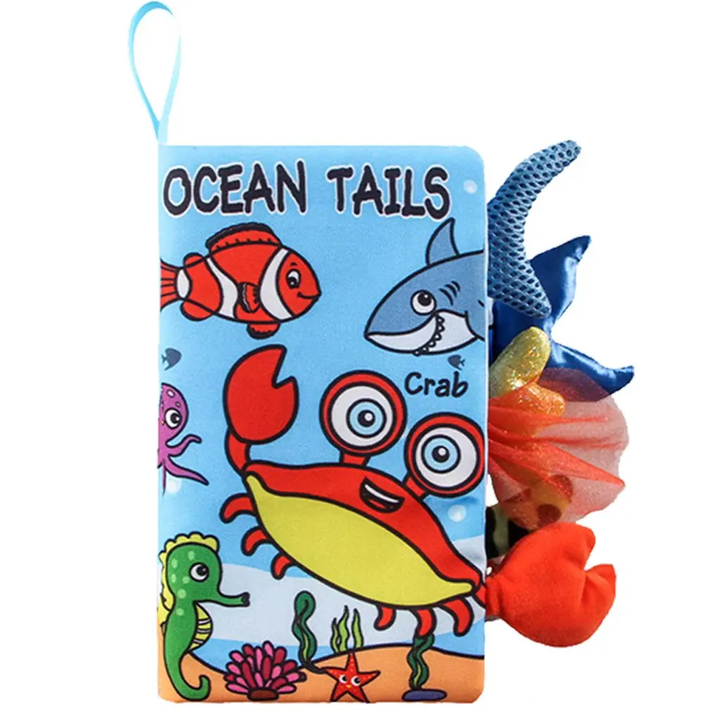 

Soft Baby Cloth Books, 3D Animal Tails Waterproof Toys for Infants Early Education, Crab