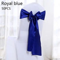 50 pieces of wedding chair cover stretch satin fabric bow tie ribbon wedding party birthday decoration wholesale and retail new