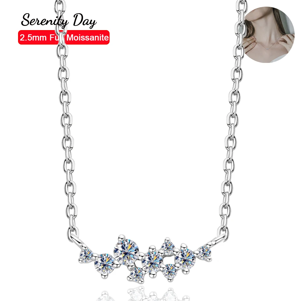 

Serenty Day 100% S925 Sterling Silver Plate Pt950 Neck Chain Fine Jewelry Inlaid Real D Color Full Moissanite Necklace For Women