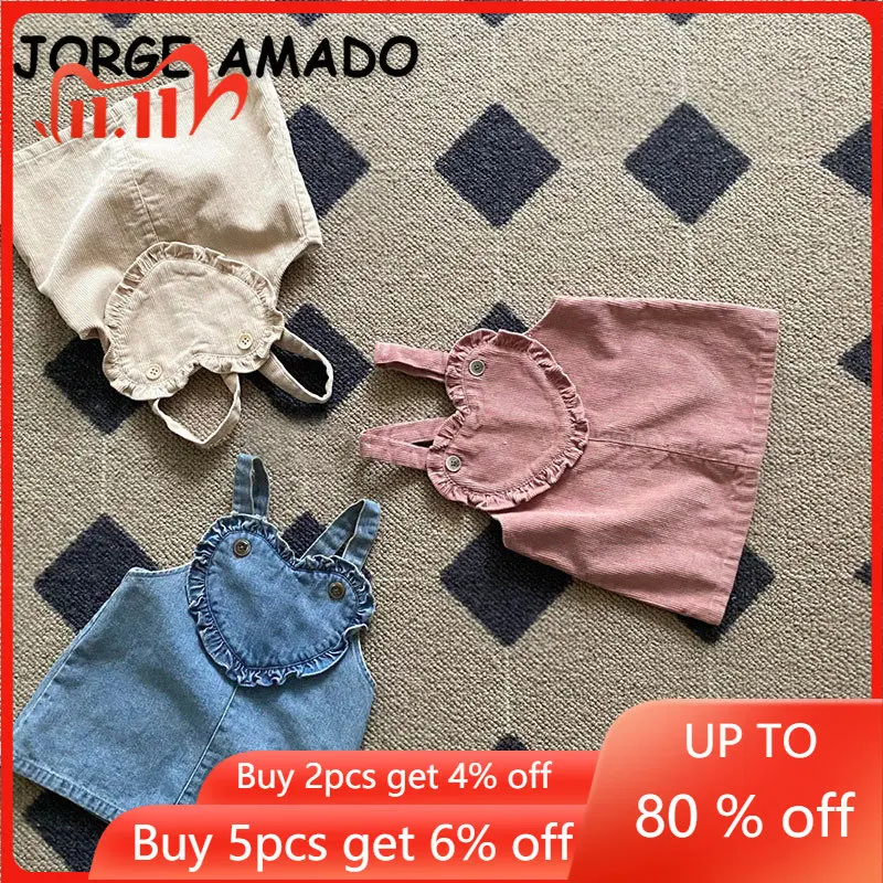 

Осеннее платье в Корейском стиле для маленьких девочек, синее, розовое, абрикосовое джинсовое мини-платье без рукавов с квадратным воротник...