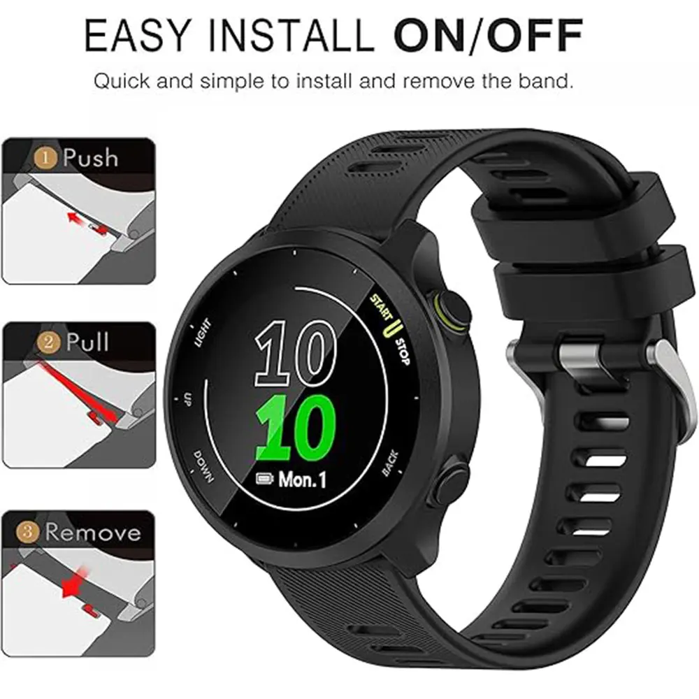 Фото Силиконовый ремешок 20 мм для Garmin Forerunner 165/168/245/158/55/645, спортивный браслет-браслет для Garmin Venu SQ 2, аксессуары для часов №4