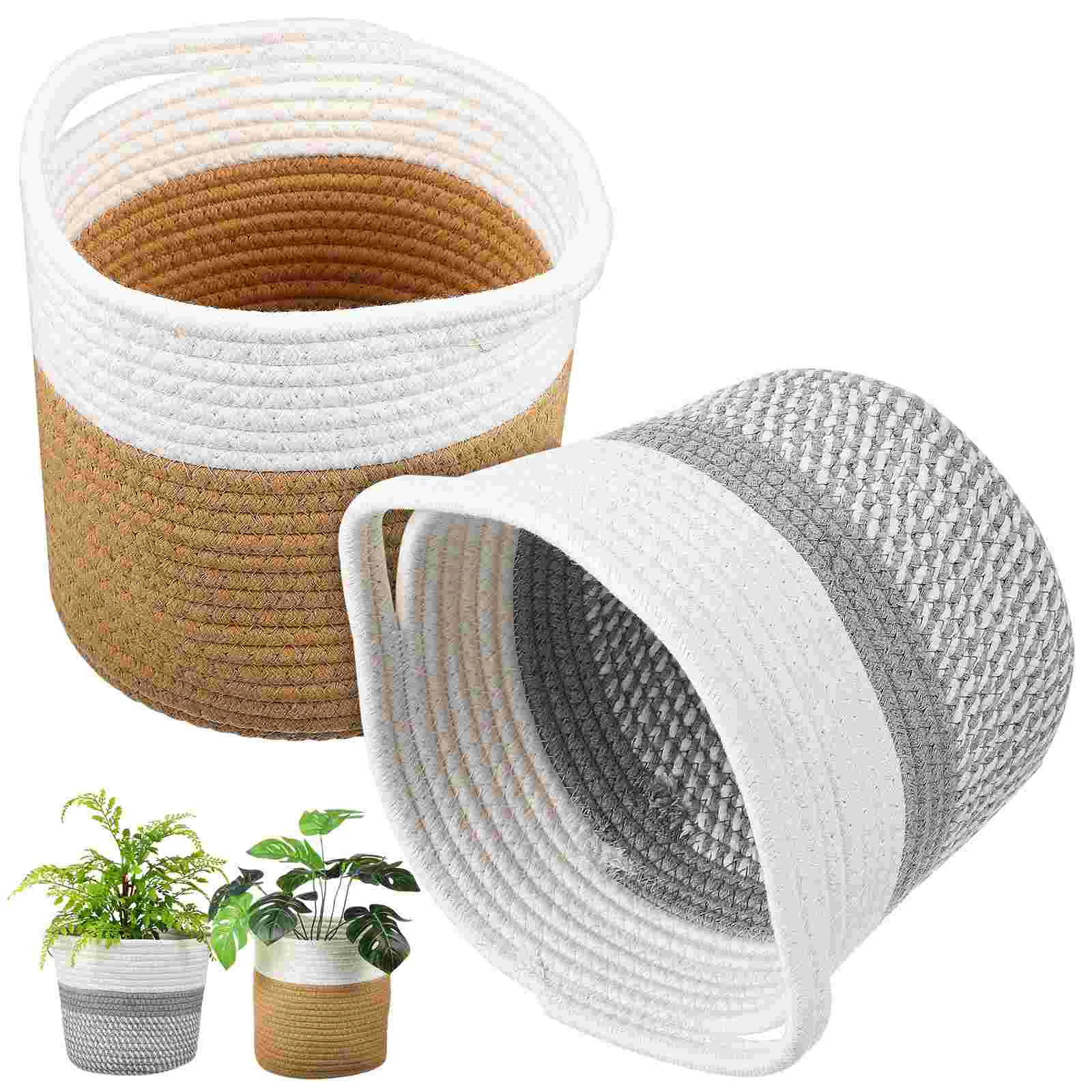 

Basket Woven Forindoorplanter Flower Cotton Rope Storage Pot Pots Jute Planters