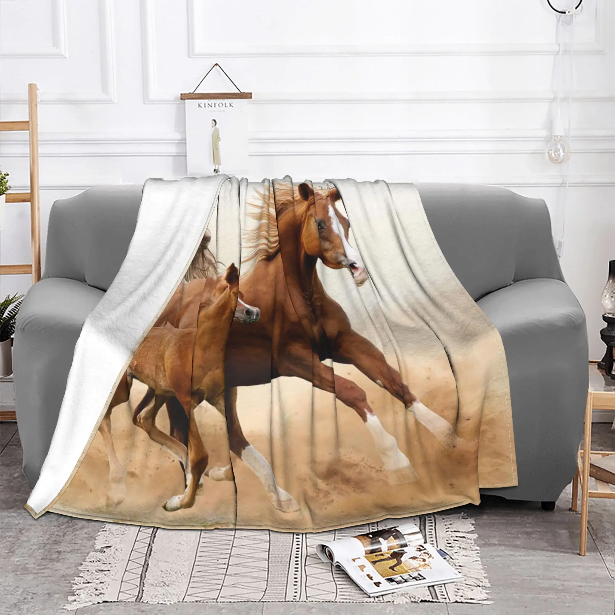 Фланелевое одеяло для всей семьи с лошадьми новинка любителей животных пледы