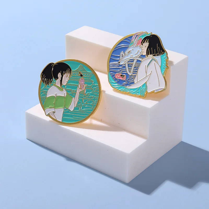 

Spirited Aways Enamel Brooches Pin Anime Ogino Chihiro White Dragon Fan Collectible Cute Badges