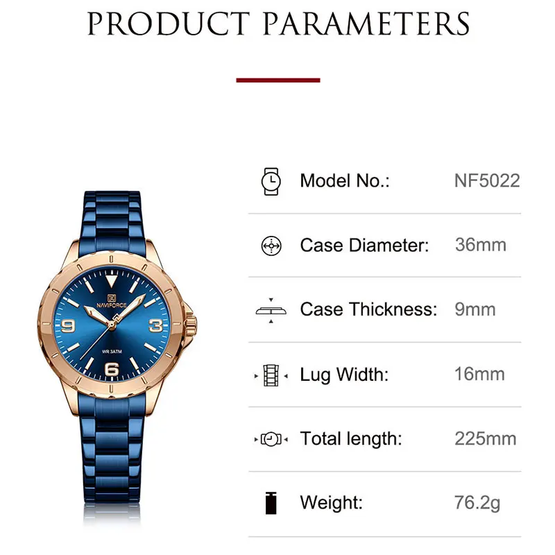 Luxury Watch Women NAVIFORCE Stainless Steel Bracelet Ladies Watches Top Brand Casual Fashion Quartz Women Wristwatches Relogio
