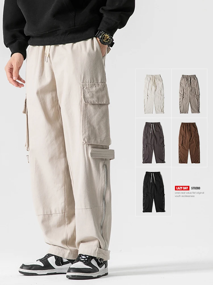 Lazy Day Original Men's Clothing Japan fashion Retro Solid Cargo Lapel Jacket All-Match Outerwear