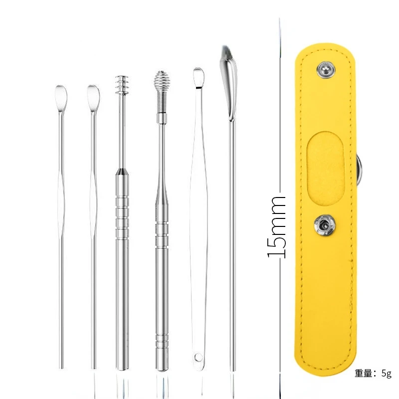 

1/6PC/Set Ear Cleaner Earwax Removal Tool Earpick Curette Reusable Ear Cleaning Wax Remover Spring Spoon Ear Pick Cleanser