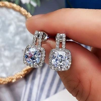 luxury silver color shiny round zircon stud earrings korean fashion simple cz earrings for women girl 2022 trendy jewelry gift